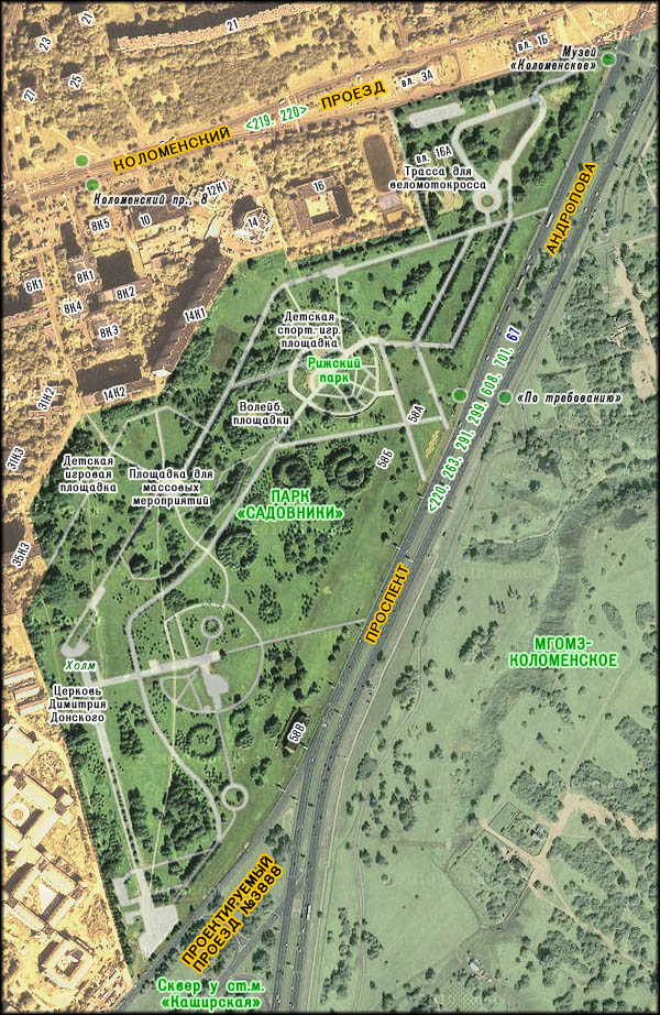 Карта парка "Садовники" - Нагатино-Садовники